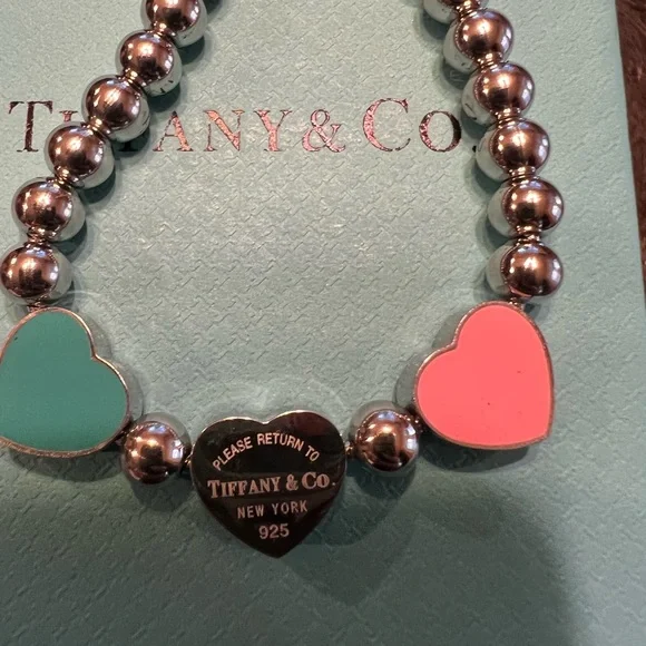 Tiffany & Co. Heart Tag Bracelet - Silver, Blue and Pink - Picture 6 of 8